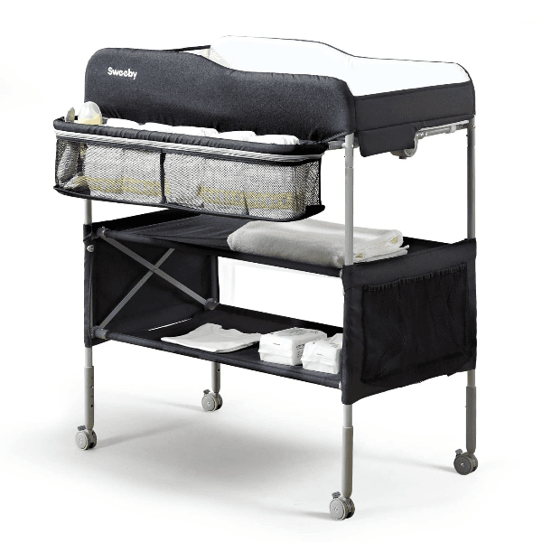 Mesa Trocador para Bebê Babevy N-228 Organizador Móvel para Bebês Preto
