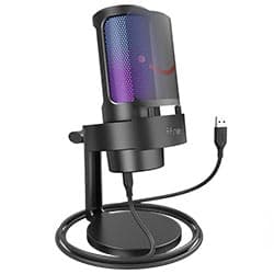 Microfone Fifine A8 Ampligame Condensador Cardioide RGB - Preto
