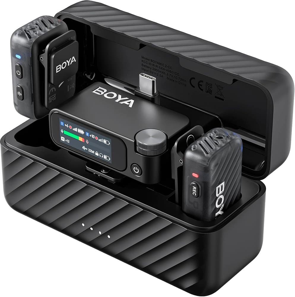 Microfone Sem Fio Boya Boyamic 2-02 USB-C - Preto