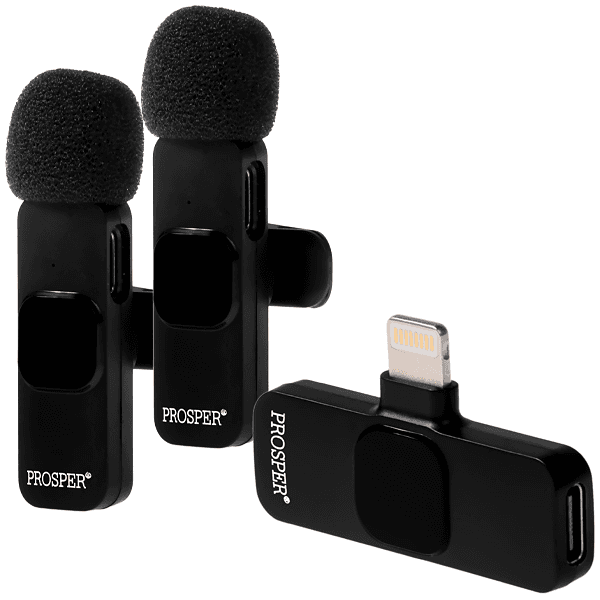 Microfone Sem Fio Prosper P-6114 com 2 Microfones e Conector Lightning - Preto