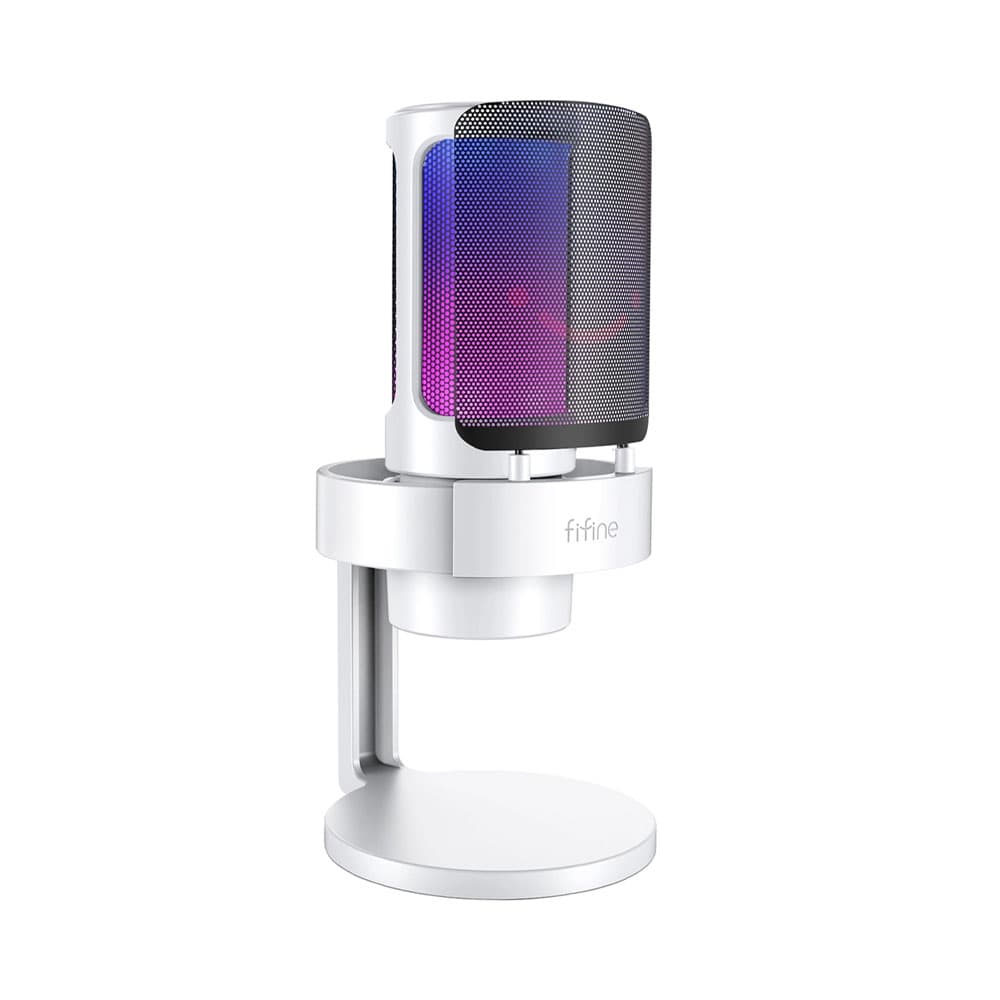 Microfone Condensador Fifine Ampligame A8 Cardioide RGB Branco