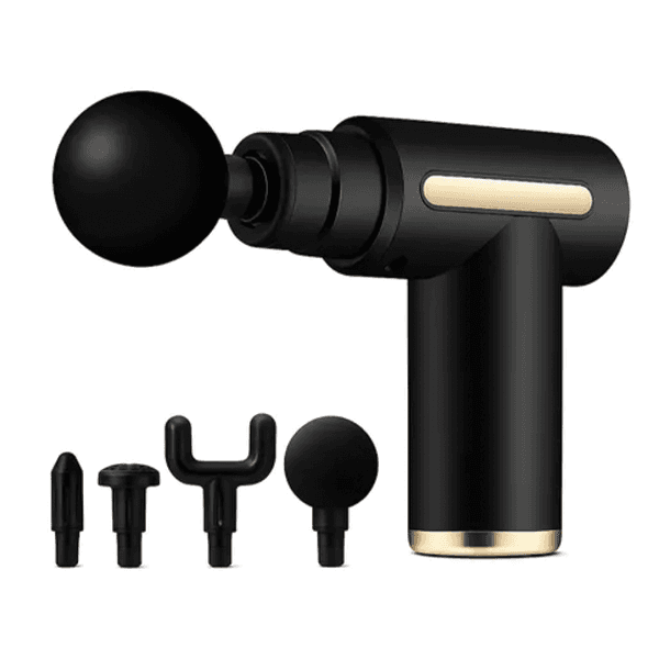 Massageador Hengda Yq10493 Mini Elétrico Corporal Muscular Portátil 25W 6 Velocidades Com Acessórios Recarregável Preto