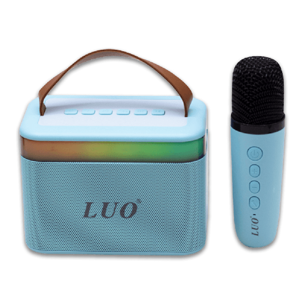 Caixa de Som Portátil Luo Lu-3170 com Microfone Bluetooth Aux USB Tf Recarregável Azul Claro