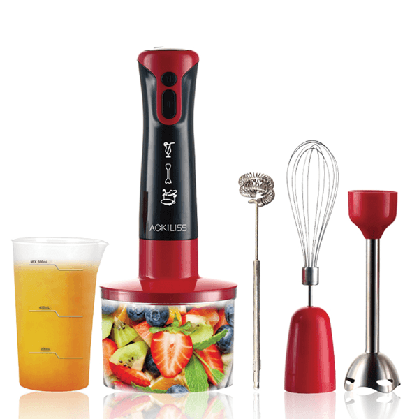 Mixer Elétrico Ackiliss Acl-340R 5 Em 1 500W 500ml 2 Velocidades 220-240V ~ 50/60Hz Preto/Vermelho