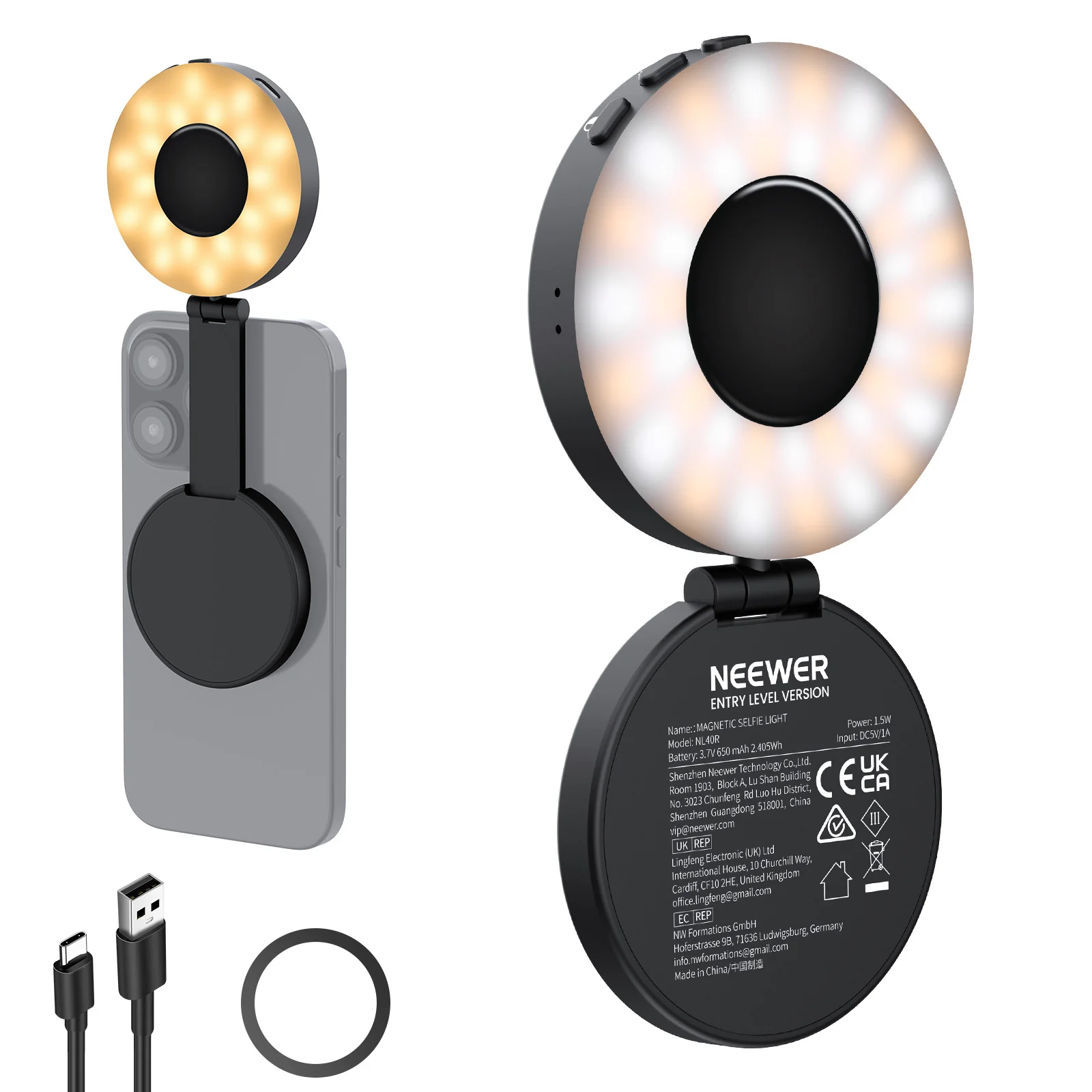 Luz LED Neewer Mini Magnética NL40R