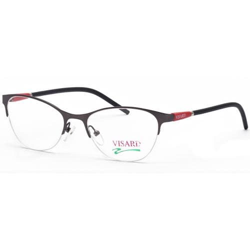 Óculos de Grau Visard Hq08-45 Feminino Tamanho 51-18-142 C3A-4 Cinza Vermelho e Preto