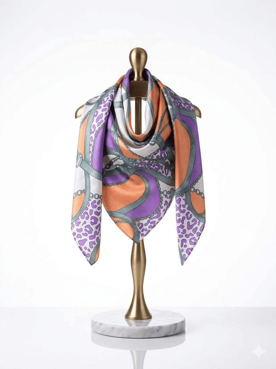 Pañoleta Sweet Estampado Arabesco Laranja/Roxo