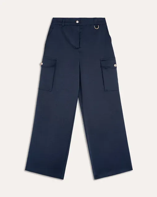 Calça Cargo Original Feminina Tamanho M Azul Marinho Tam. M