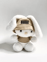 Pelúcia Original Coelho Mz-096 Branco com Boné Bege