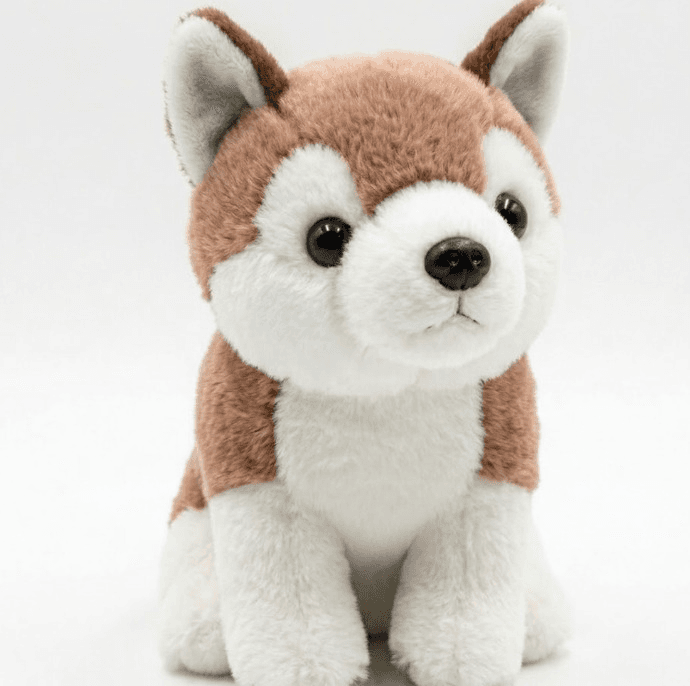 Brinquedo Pelúcia Cachorro Husky Original 24 Cm Marrom