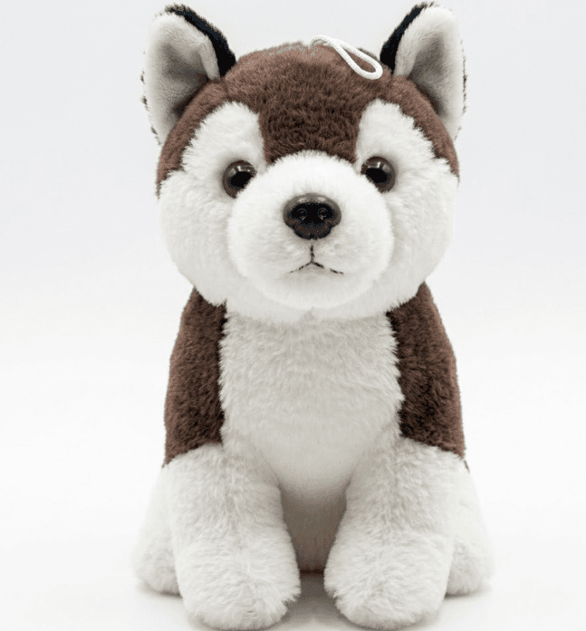 Brinquedo Pelúcia Cachorro Husky Original 24 Cm Marrom Escuro