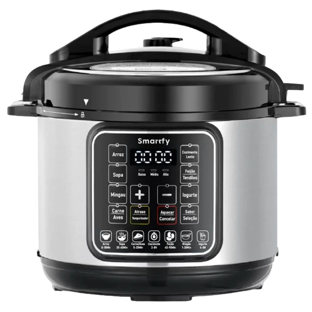 Panela de Pressão Elétrica Smartfy PP01B 6L 1000W 220V - Prateado/Preto