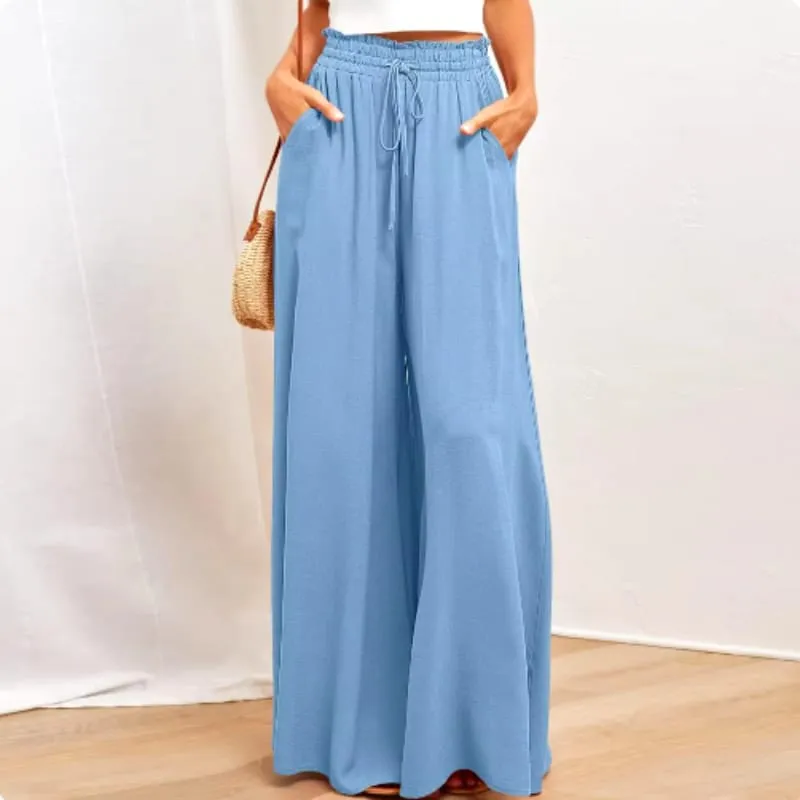 Calça Pantalona Paula Fernandez Zinzane Feminino Tamanho Xl Azul