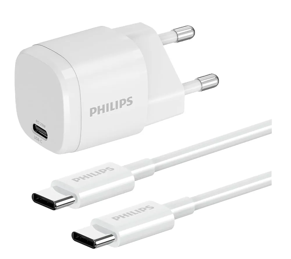 Philips Cargador DLP4312C/70 USB-C A USB-C 20W C/cable White