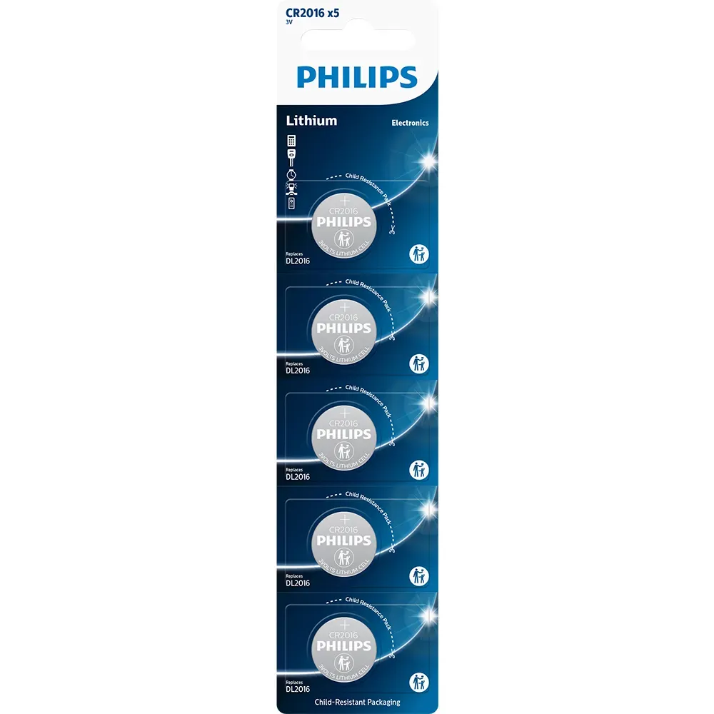 Philips Pila CR2016P5B/17 Litio 2016 240mAh (5Pcs) Azul