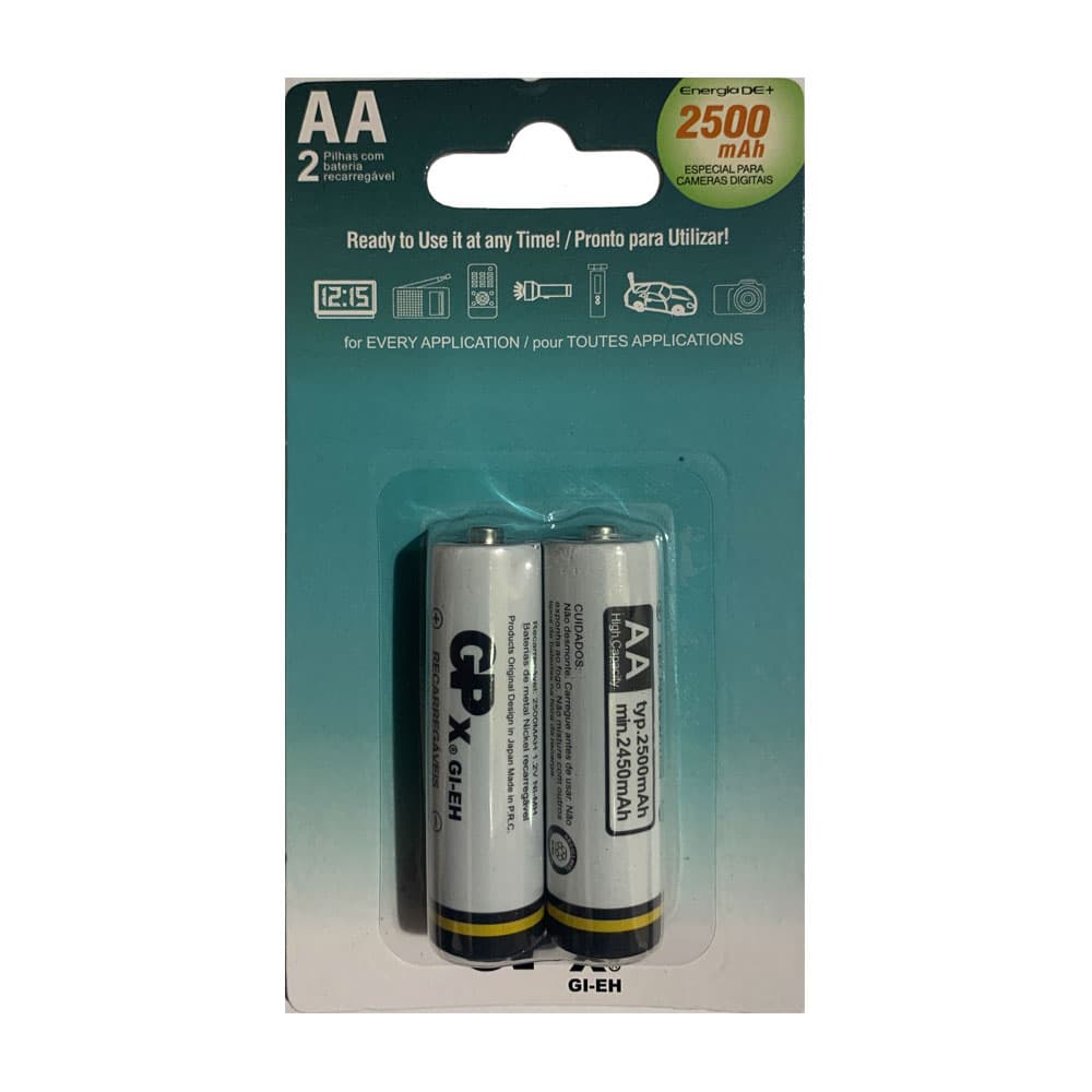 Pilhas Recarregáveis Gp Aa X2 2500 mAh
