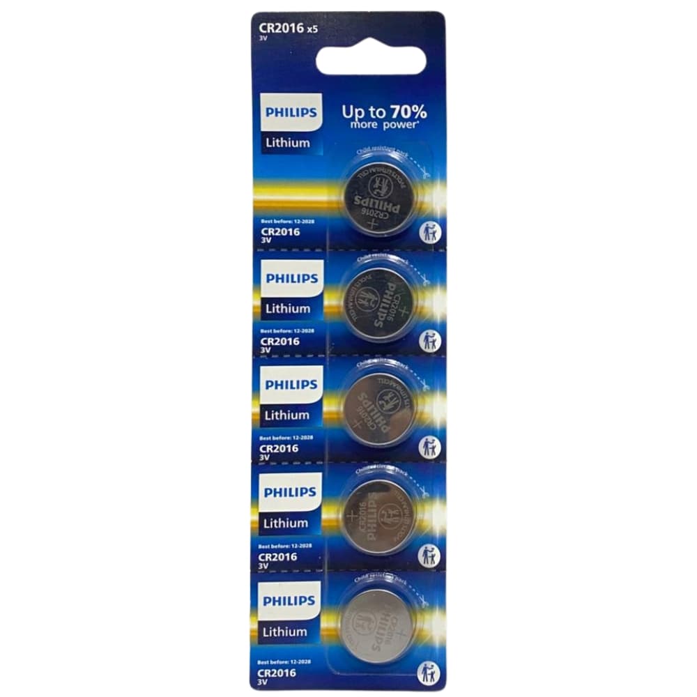 Pilha Botão Philips CR2016P5B/17 Lítio 3V (5 Unidades)
