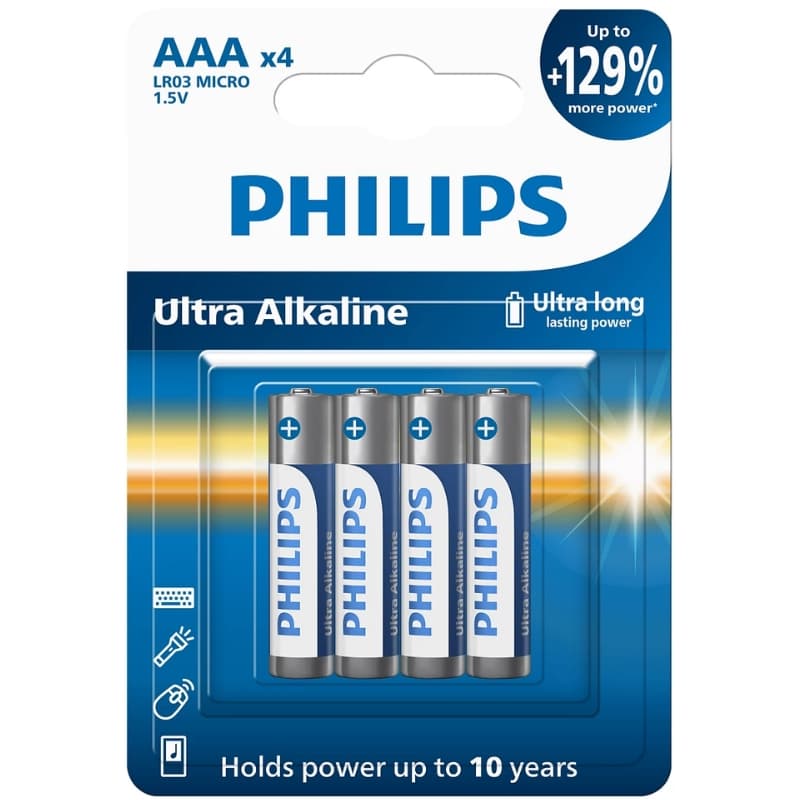 Pilha Aaa Philips Ultra Alkaline LR03E4B/97 (4 Unidades)