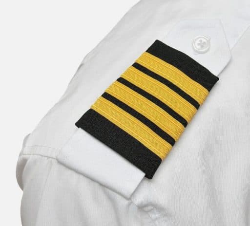 Palas de Uniforme Piloto 4 Barras Douradas Nylon Preto