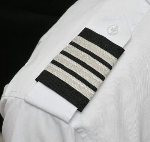 Galões de Uniforme de Piloto Aero Phoenix 4 Barras Prata Metálico Azul Marinho