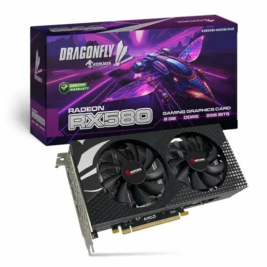 Placa de Vídeo Keepdata Rx580 8GB Dragonfly Gaming Preto