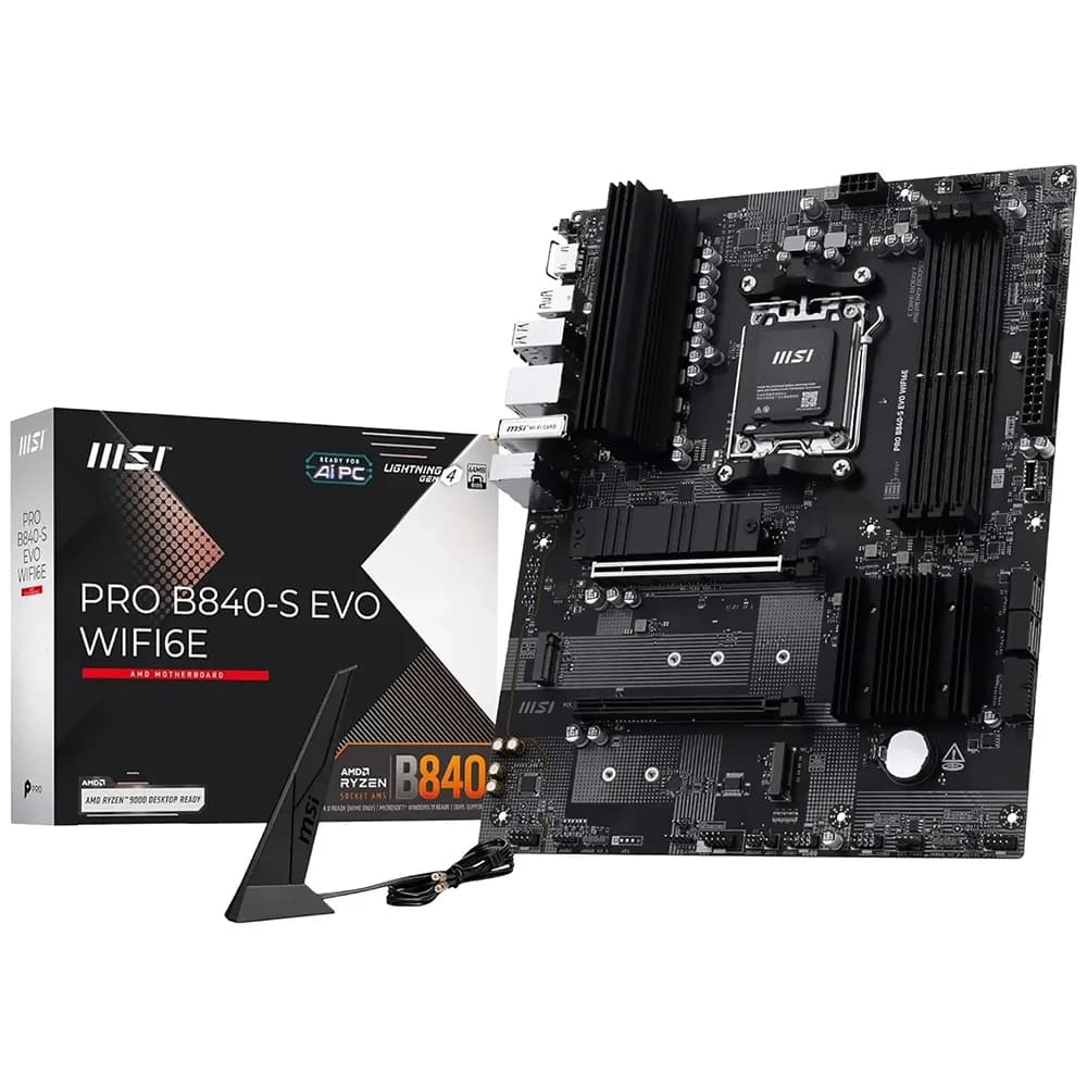 Placa Mãe MSI Pro B840-S Evo Wi-Fi 6E Socket AM5 / DDR5