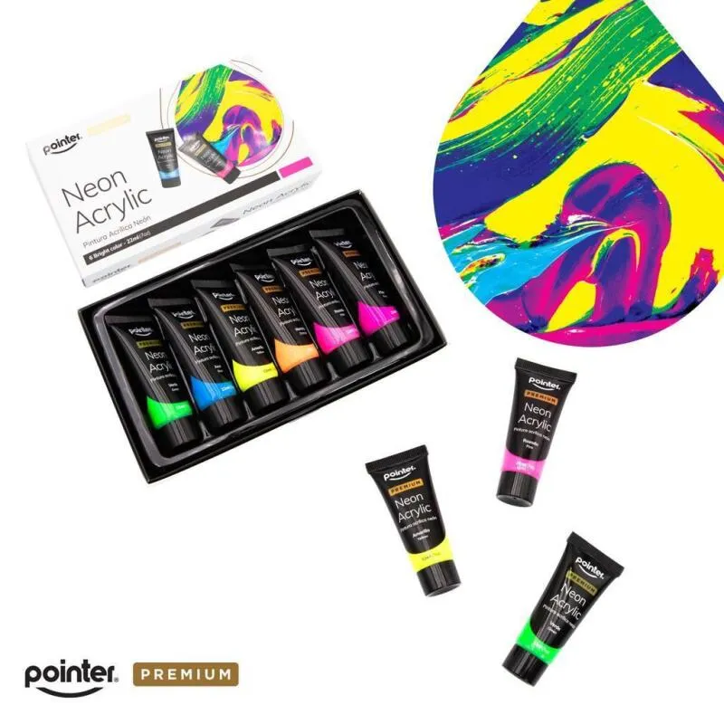 Caneta Acrílica Pointer Neon 22ml 6 Peças