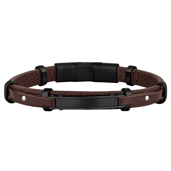 Pulseira Masculina Daniel Klein Dkj.14.10008-3 Couro Marrom/Preto