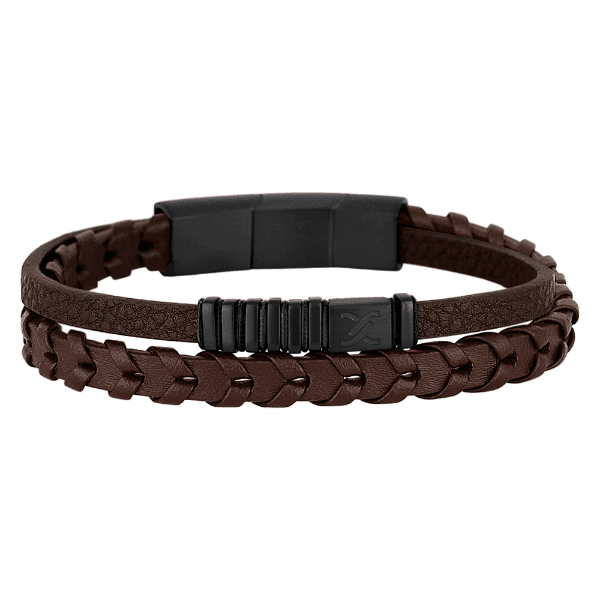 Pulseira Masculina Daniel Klein Couro Marrom/Preto