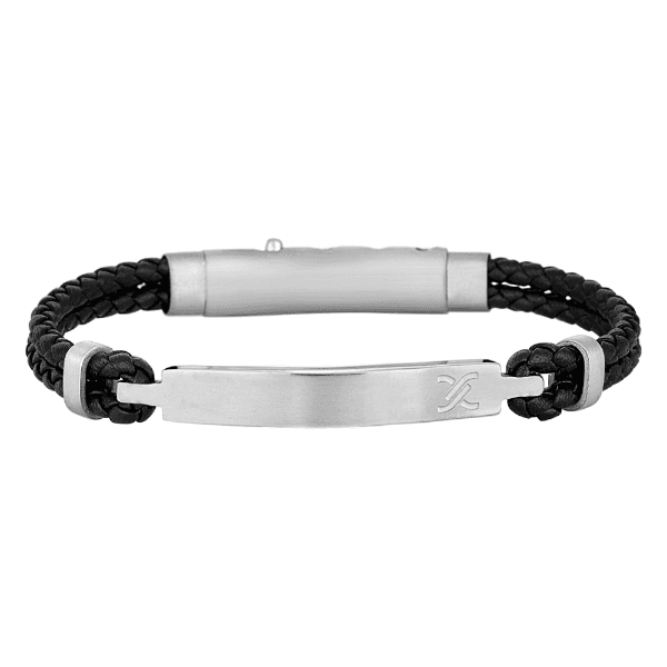 Pulseira Masculina Daniel Klein Dkj.14.10012-2 Couro Preto/Prata