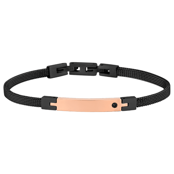 Pulseira Masculina Daniel Klein Dkj.16.10004-4 Preto/Rose Gold