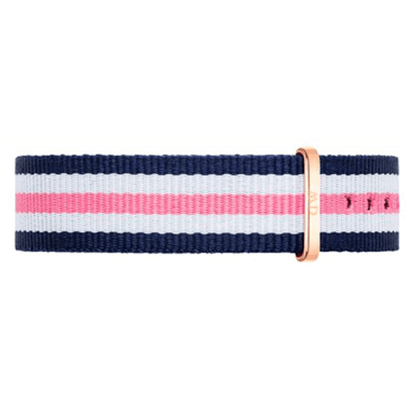 Pulseira para Relógio Daniel Wellington Classic Southampton Dw00200050 Feminino de Nylon 18MM - Azul Escuro, Branco e Rosa