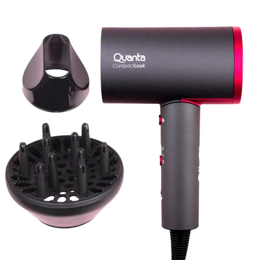 Secador Quanta Qtscp20 Bivolt 2000W 2Vel Cinza/Rosa