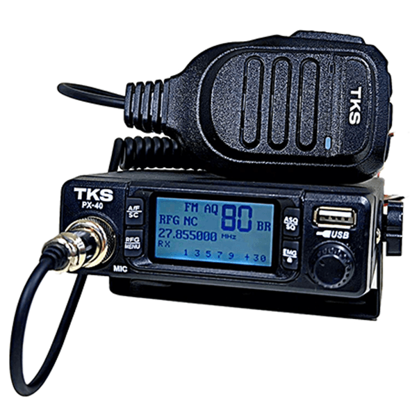 Rádio Amador Tks Px-40 80 Canais AM/FM (Redução Eletrônica de Ruído Frequencímetro) 8W Preto