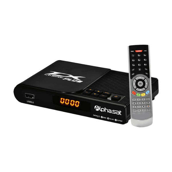Receptor Fta Alphasat Tx Kvm Edition Plus Full HD com Wi-Fi e USB Bivolt Preto