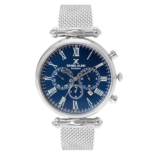 Relógio Analógico Daniel Klein Exclusive Dk11829-2 Masculino Metal Prata e Azul