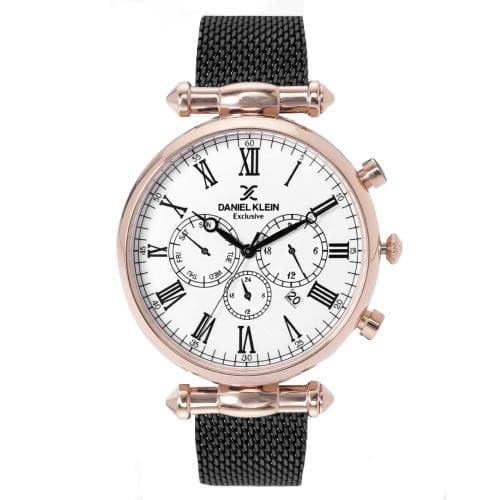 Relógio Analógico Daniel Klein Exclusive Dk11829-4 Masculino Metal Preto Rosa Ouro