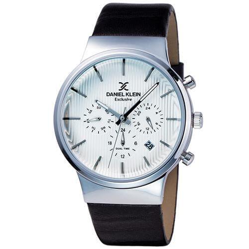 Relógio Analógico Daniel Klein Exclusive Dk11891-3 Masculino Pulseira de Couro Preto Prata