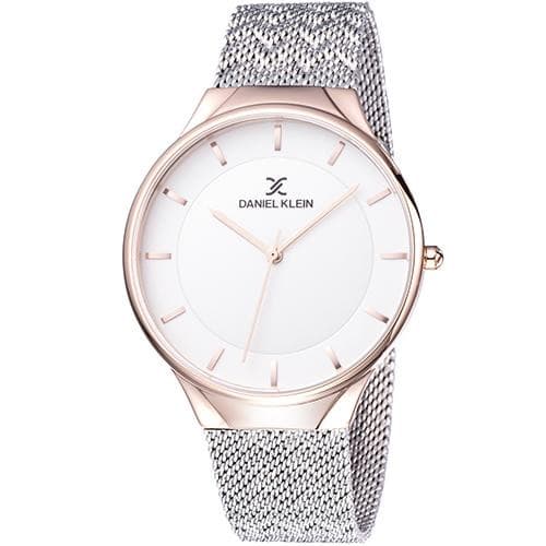 Relógio Analógico Daniel Klein Fiord Dk11909-4 Masculino Pulseira de Aço Inoxidável Prata e Rosa Ouro