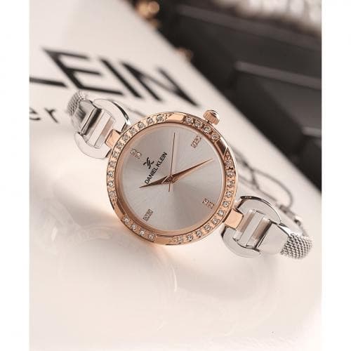 Relógio Analógico Daniel Klein Premium Dk11803-5 Feminino Metal Prata e Rosa Ouro
