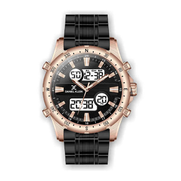 Relógio Analógico-Digital Masculino Daniel Klein Relojes D Time Dk.1.12329-2 Preto e Rosa Ouro