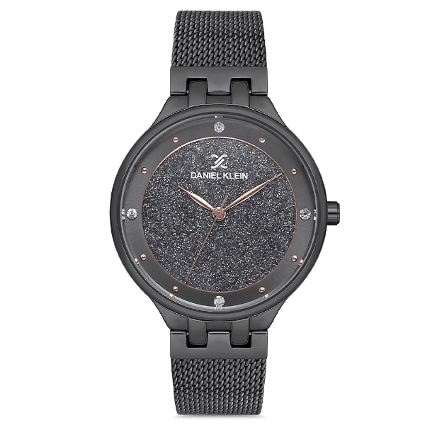 Relógio Analógico Feminino Daniel Klein Dk.1.12683-3 Premium Ladies Pulseira de Aço Inoxidável Preto Glitter