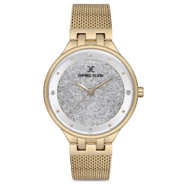 Relógio Analógico Feminino Daniel Klein Dk.1.12683-7 Premium Ladies Pulseira de Aço Inoxidável Dourado/Prata Glitter