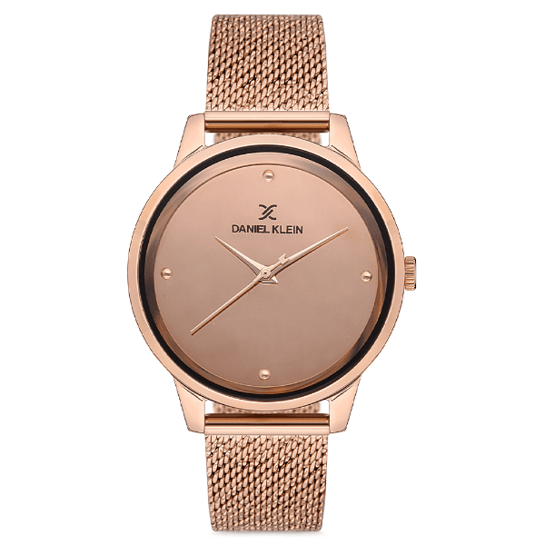 Relógio Analógico Feminino Daniel Klein Dk.1.12686-2 Premium Ladies Pulseira de Malha Metálica Rose Gold