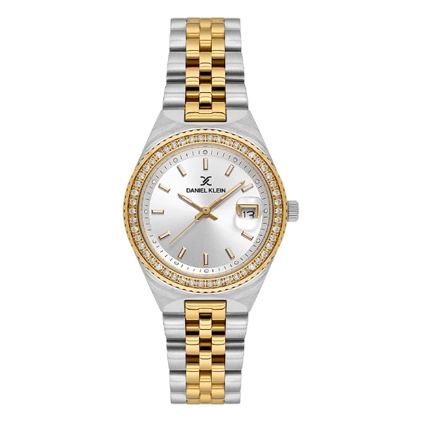 Relógio Analógico Feminino Daniel Klein Dk.1.14304-3 Premium Ladies Pulseira de Aço Inoxidável Prata/Dourado