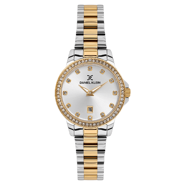Relógio Analógico Feminino Daniel Klein Dk.1.14316-3 Premium Ladies Pulseira de Aço Inoxidável Prata/Dourado