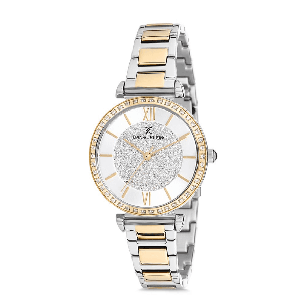 Relógio Analógico Feminino Daniel Klein Dk12042-4 Premium Ladies Pulseira de Aço Inoxidável Prata/Dourado