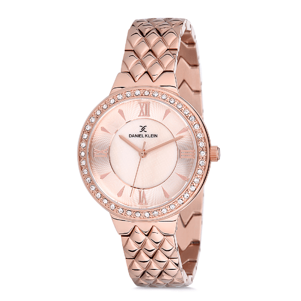 Relógio Analógico Feminino Daniel Klein Dk12081-1 Premium Ladies Pulseira de Aço Inoxidável Rose Gold