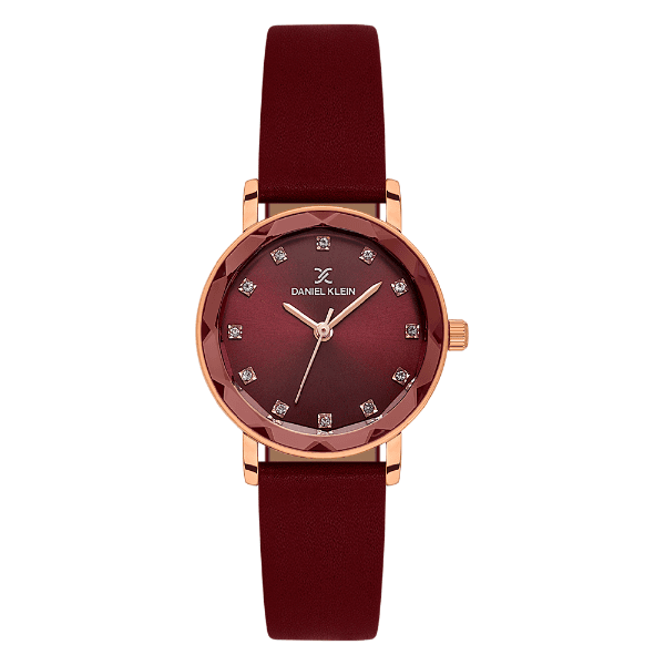 Relógio Analógico Feminino Daniel Klein Dk.6.14317-6 Premium Lady Pulseira de Couro Vermelho/Rose Gold