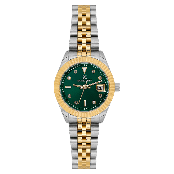 Relógio Analógico Feminino Daniel Klein Dk.6.14319-4 Premium Lady Pulseira Aço Inoxidável Prata/Dourado/Verde